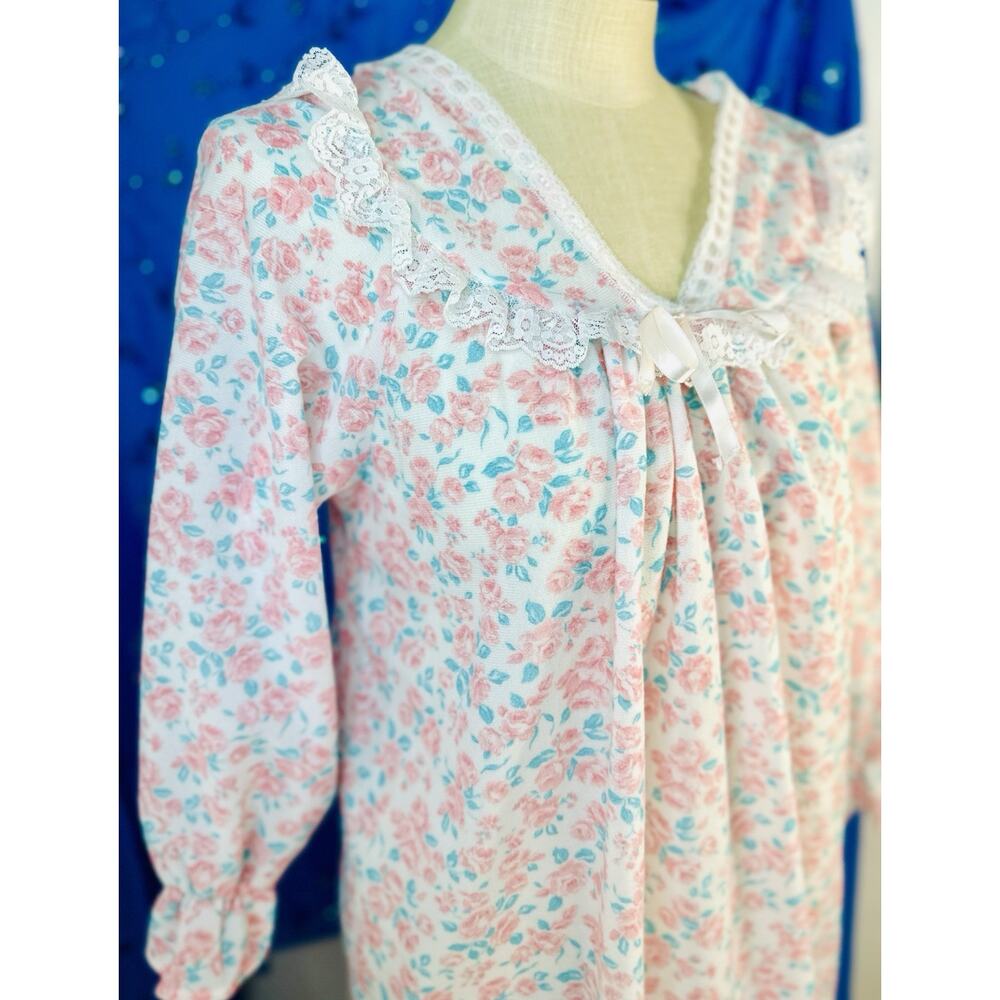 Vintage Quiet Moments Sleep Dress House Dress Coquette Pink Floral Large